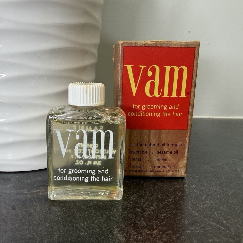 Vintage VAM Hair Grooming Oil Glass Bottle 3/4‎ oz USA Wildroot Co